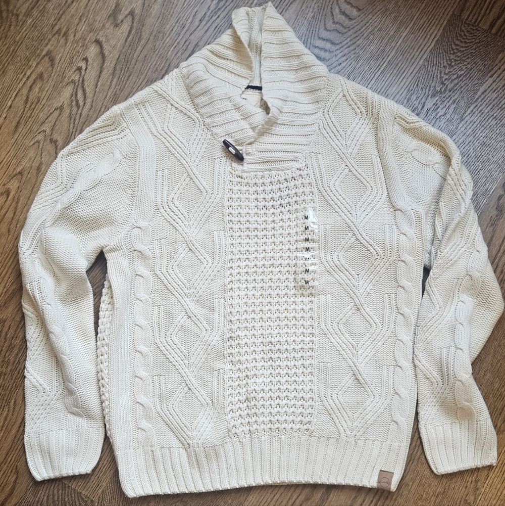 Weatherproof Vintage Cream Cable Knit Toggle Sweater